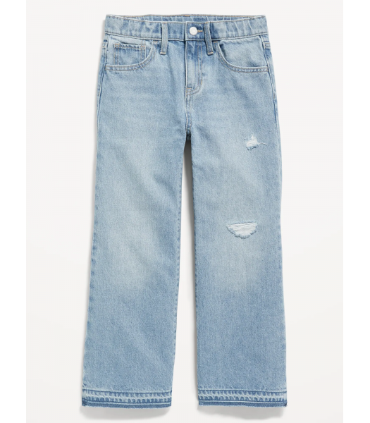 Old Navy Light Blue Baggy High Waisted Ripped Wide Leg Girls Jeans